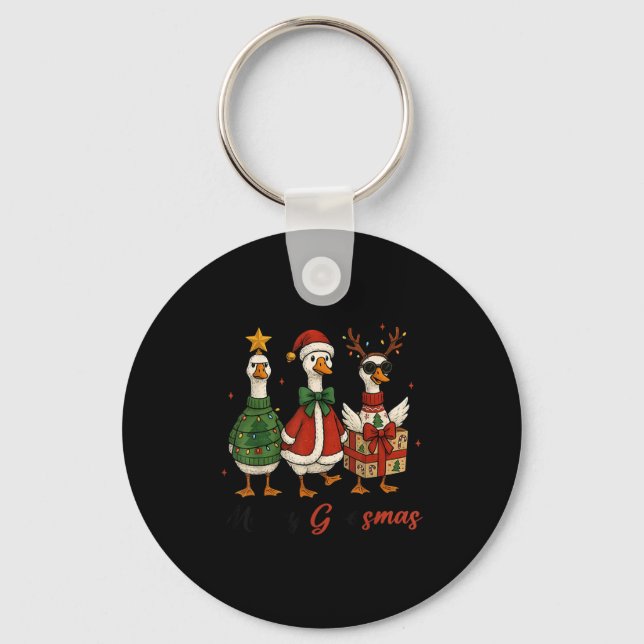 Chaveiro Funny Retro Merry Goosemas Christmas Silly Goose X (Frente)