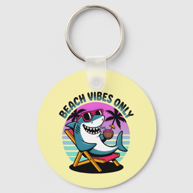 Chaveiro Funny Retro Summer Shark Beach Apenas Vibes (Frente)