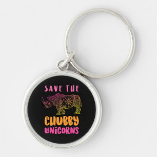 Chaveiro Funny Rhino Save Chubby Unicórnios Direitos Animai
