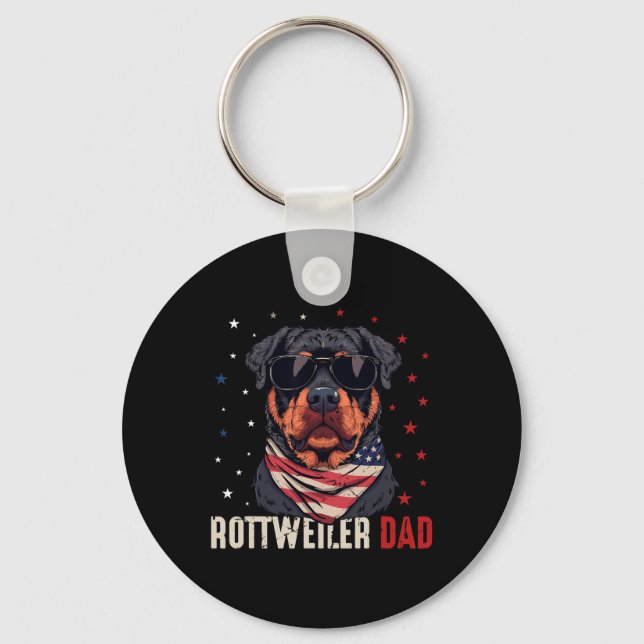 Chaveiro Funny Rottweiler Pai Eua Estrelas 4 De Julho Pais (Frente)