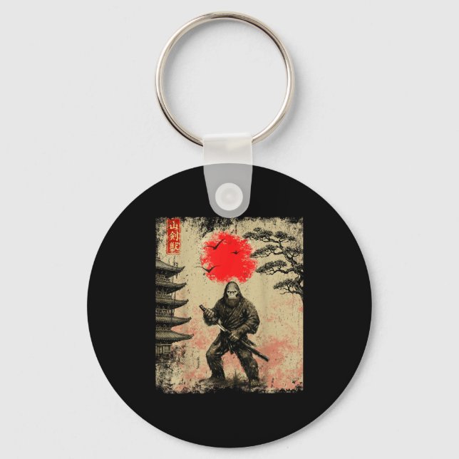 Chaveiro Funny Samurai Bigfoot Japanese Art Graphic Tee Ani (Frente)