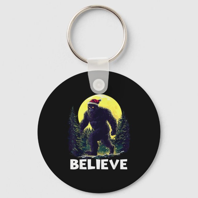 Chaveiro Funny Santa Bigfoot Christmas Sasquatch Believe Xm (Frente)