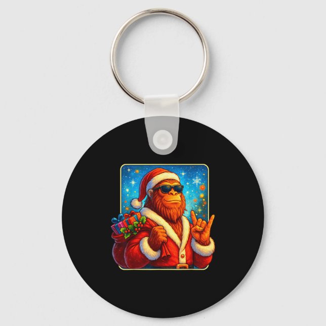 Chaveiro Funny Santa Bigfoot Christmas Sasquatch Xmas Boys  (Frente)