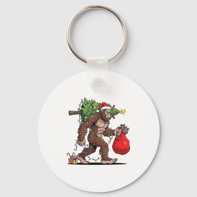 Chaveiro Funny Santa Bigfoot Christmas Tree Lights Xmas Boy (Frente)