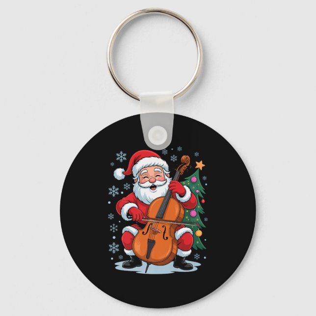Chaveiro Funny Santa Christmas Design Cello Holiday Xmas Pa (Frente)