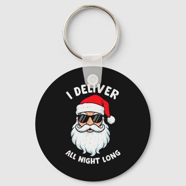 Chaveiro Funny Santa Claus I Deliver All Night Long Christm (Frente)