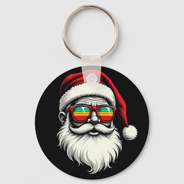 Chaveiro Funny Santa Face Retro Sunglasses Christmas  (Frente)