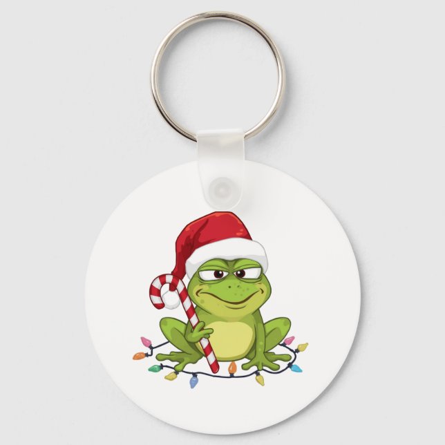 Chaveiro Funny Santa Frog Christmas Shirt - Cute Frog with  (Frente)