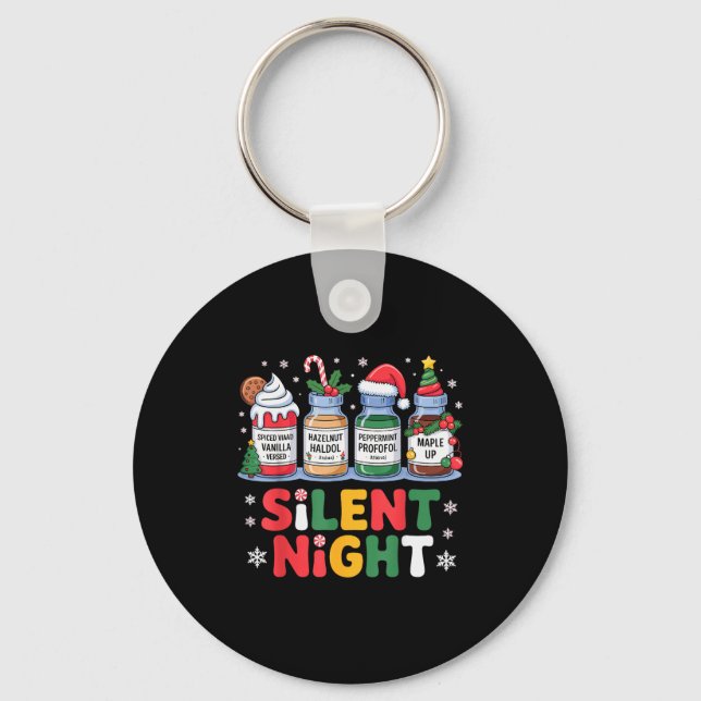Chaveiro Funny Santa Profol Silent Night Icu Nurses Merry C (Frente)