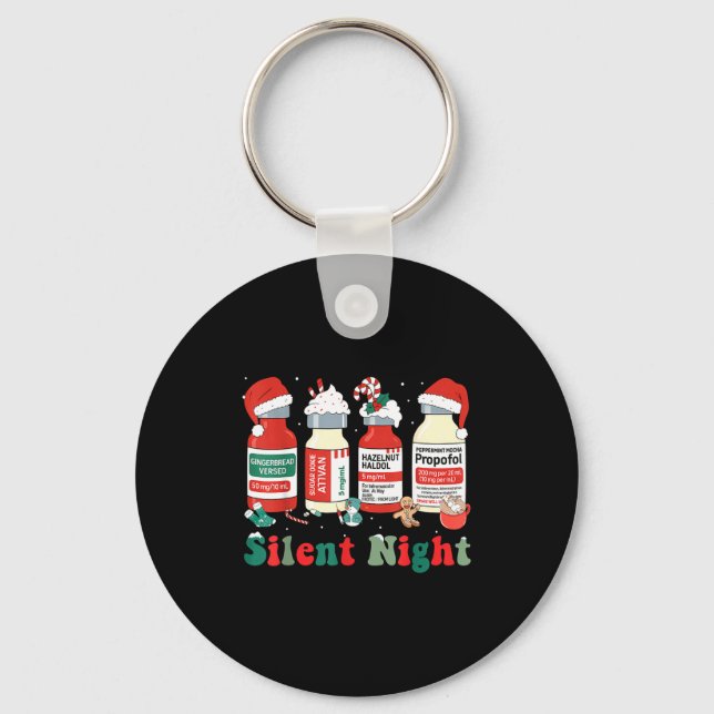 Chaveiro Funny Santa Profol Silent Night Icu Nurses Merry C (Frente)