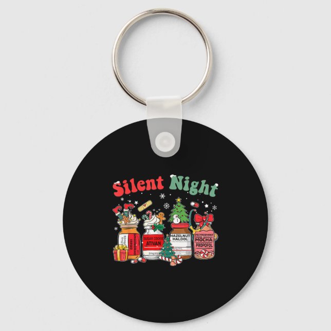 Chaveiro Funny Santa Profol Silent Night Icu Nurses Merry C (Frente)