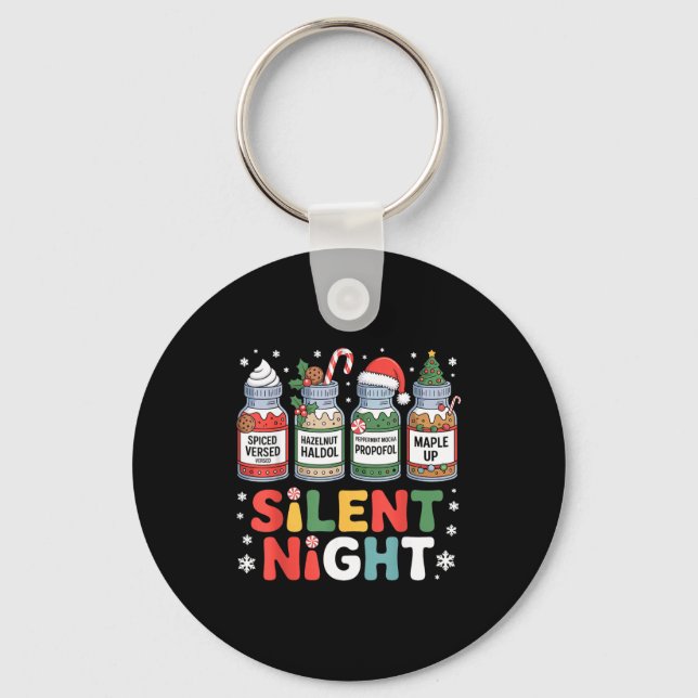 Chaveiro Funny Santa Profol Silent Night Icu Nurses Merry C (Frente)