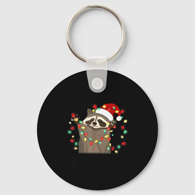 Chaveiro Funny Santa Racoon Overstimulated But Festive Xmas (Frente)