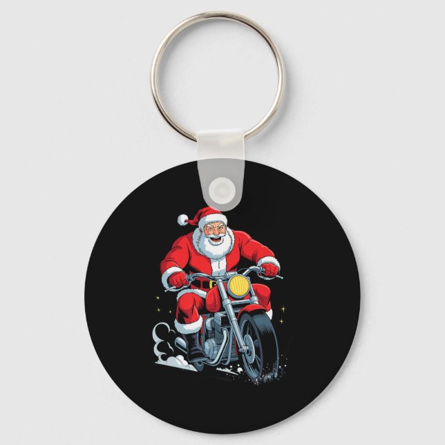 Chaveiro Funny Santa Riding Motorcycle Holiday Christmas Xm (Frente)