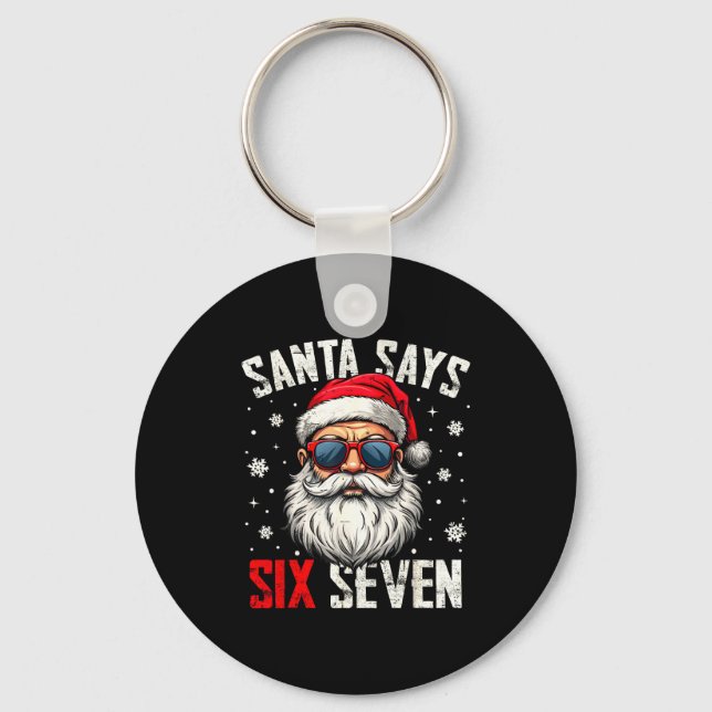 Chaveiro Funny Santa Says Six Seven Christmas 67 Meme Xmas  (Frente)