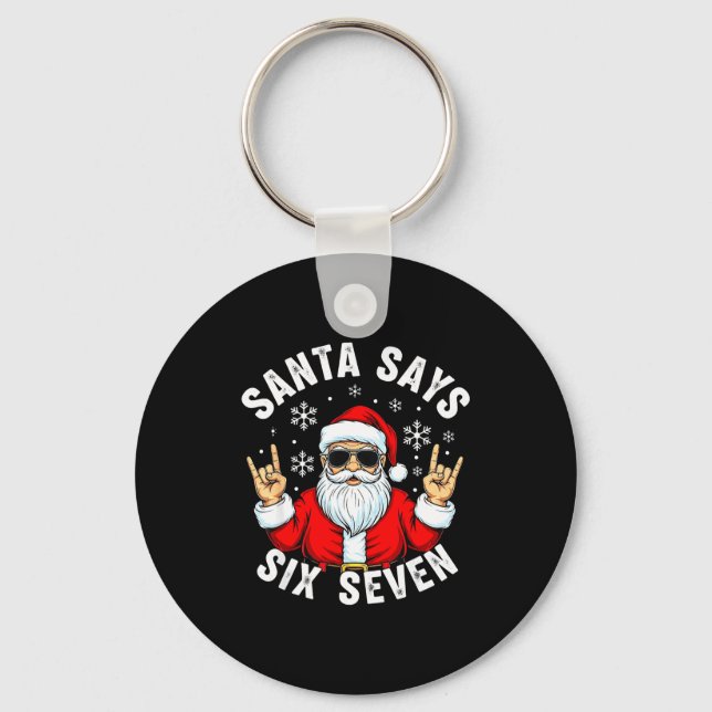 Chaveiro Funny Santa Says Six Seven Christmas Xmas Meme  (Frente)