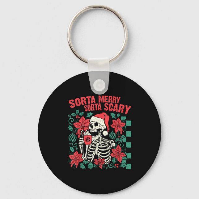 Chaveiro Funny Santa Skeleton Sorta Merry Sorta Y Soky Xmas (Frente)