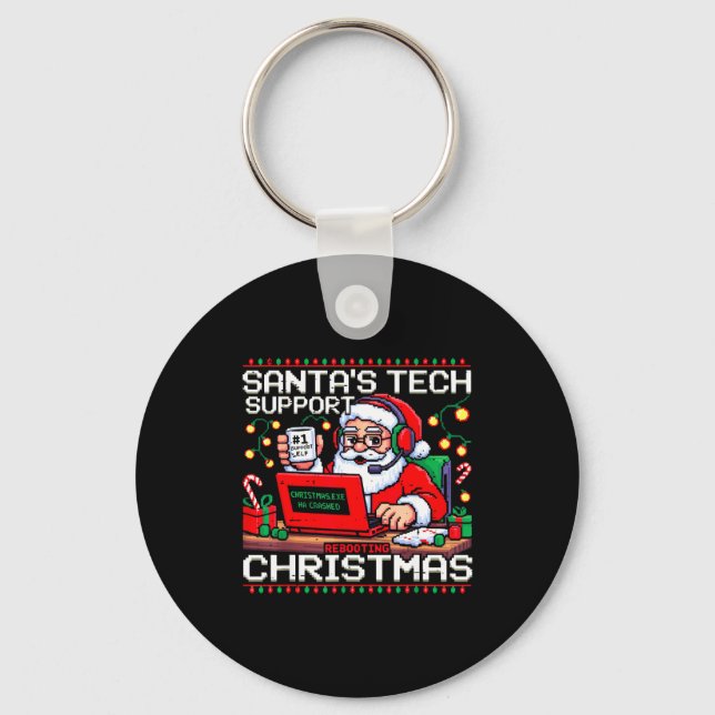 Chaveiro Funny Santa's Tech Suprt Rebooting Christmas Ugly  (Frente)