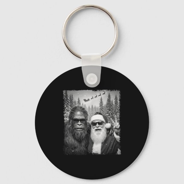 Chaveiro Funny Sasquatch Meme Cool Selfie With Santa Christ (Frente)