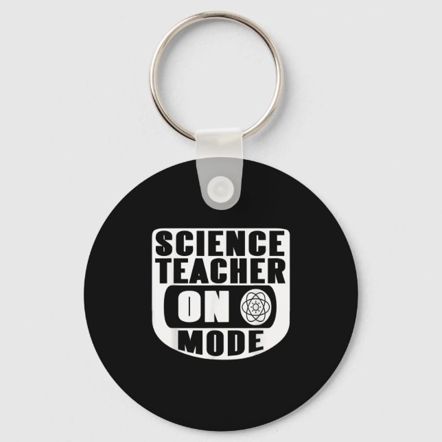 Chaveiro Funny Science Teacher On Mode Activated With Atom  (Frente)