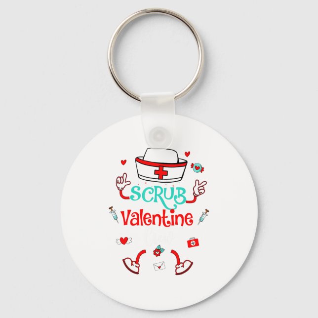 Chaveiro Funny Scrub Valentines Day Nurse Crew Family Group (Frente)