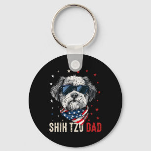 Chaveiro Funny Shih Tzu Pai Eua Estrelas 4 De Julho Pais D