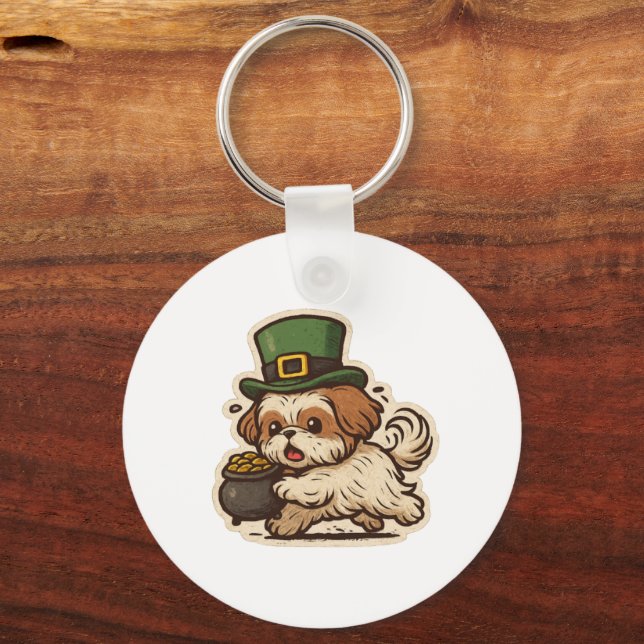 Chaveiro Funny Shih Tzu St.Patrick's Day (Frente)