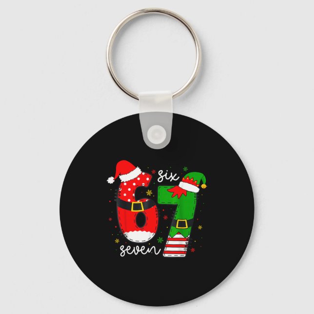 Chaveiro Funny Six Seven 67 Meme 6 7 Elf Santa Christmas Pa (Frente)