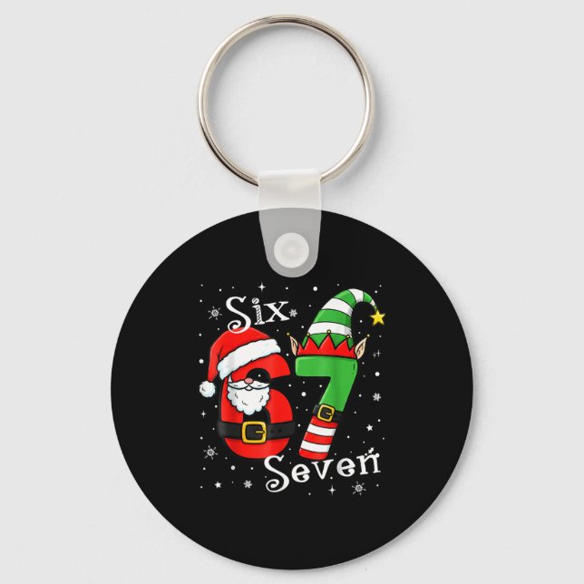 Chaveiro Funny Six Seven 67 Meme 6 7 Elf Santa Christmas Pa (Frente)
