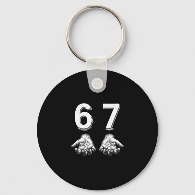 Chaveiro Funny Six Seven 67 Meme Gen Alpha Slang Hands  (Frente)