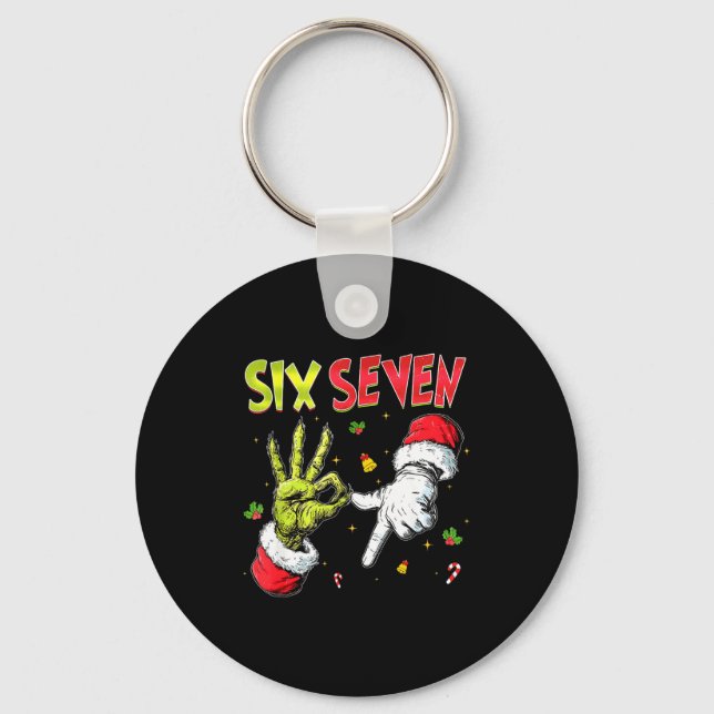 Chaveiro Funny Six Seven 67 Meme Monster Santa Christmas Pa (Frente)