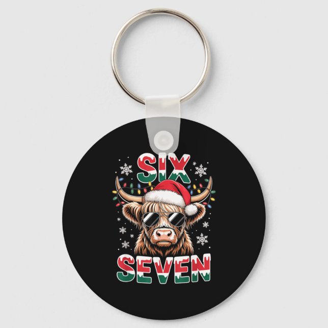 Chaveiro Funny Six Seven Highland Cow Christmas 67 Cool Xma (Frente)