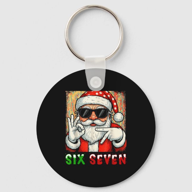 Chaveiro Funny Six Seven Meme Christmas Cool Santa Saying 6 (Frente)