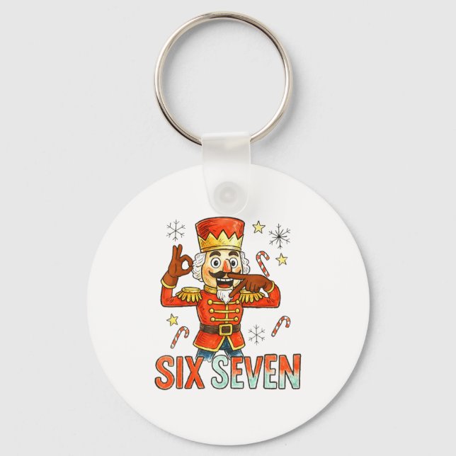 Chaveiro Funny Six Seven Meme Christmas Nutcracker Men Wome (Frente)