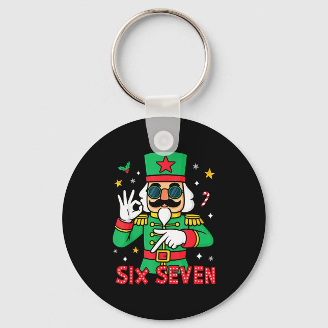 Chaveiro Funny Six Seven Meme Christmas Nutcracker Saying 6 (Frente)