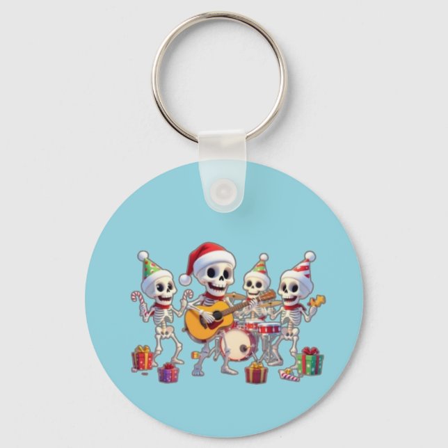 Chaveiro Funny Skeleton Band Christmas & New Year – 3D Cart (Frente)