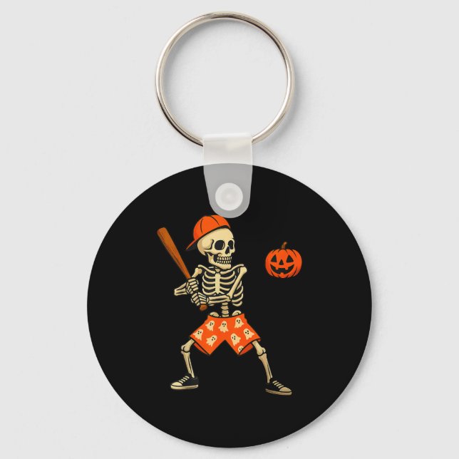 Chaveiro Funny Skeleton Baseball Batting Halloween Costume  (Frente)