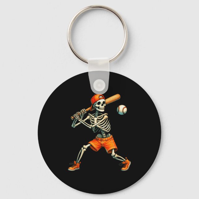 Chaveiro Funny Skeleton Batting Baseball Halloween Boys Men (Frente)