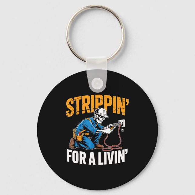 Chaveiro Funny Skeleton Electrician N For A Livin  (Frente)