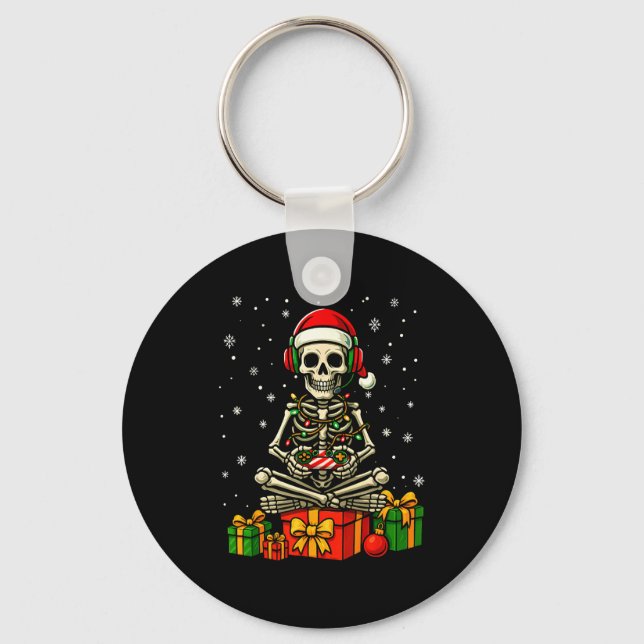 Chaveiro Funny Skeleton Game Controller Xmas Lights Men Wom (Frente)