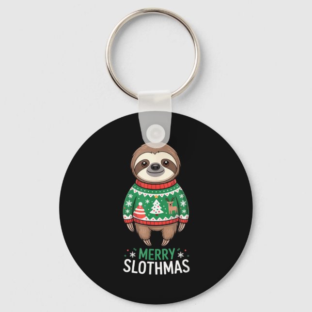 Chaveiro Funny Sloth Lover Christmas Merry Slothmas Ugly Ho (Frente)