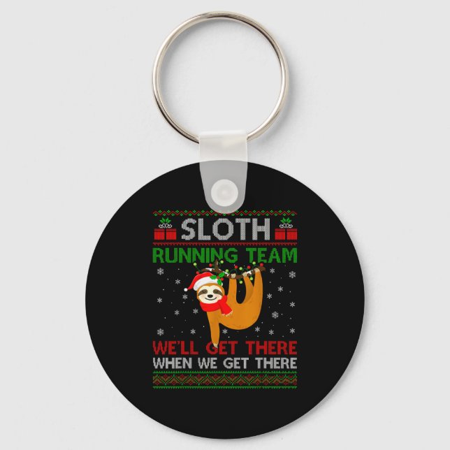 Chaveiro Funny Sloth Running Team Xmas Lights Ugly Sloth Ch (Frente)