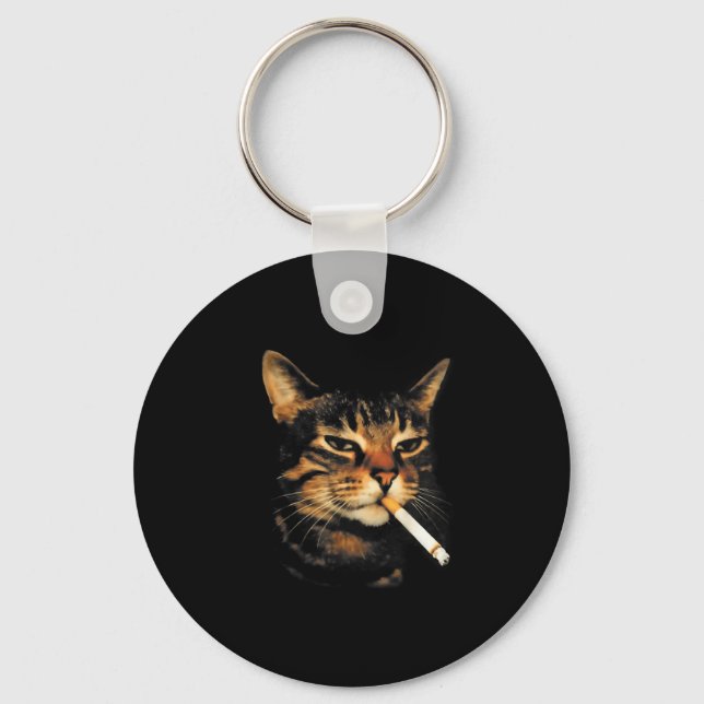 Chaveiro Funny Smoking Cat Cigarette Kitten Meme Stupid Bra (Frente)