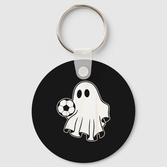 Chaveiro Funny Soccer Ghost Playing Soccer Lovers Halloween (Frente)