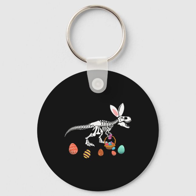 Chaveiro Funny T Rex Easter Skeleton Bunny Sket Egg Hunt Ea (Frente)