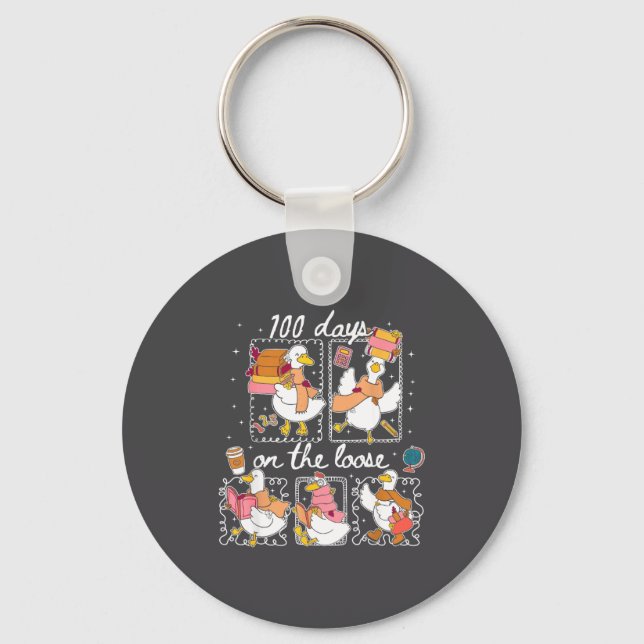 Chaveiro Funny Teachers Silly Goose 100 Day Of School, Goos (Frente)