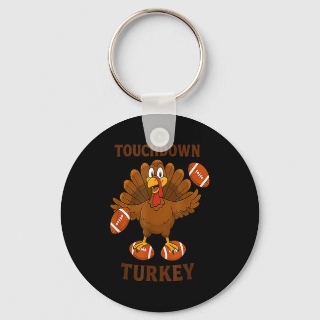 Chaveiro Funny Thanksgiving Football Touchdown Turkey  (Frente)