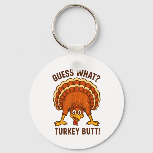 Chaveiro Funny Thanksgiving Kids Joke Meme Guess What Turke (Frente)