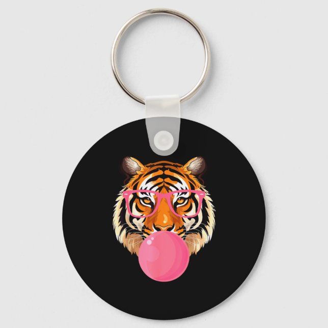 Chaveiro Funny Tiger Gles Blowing Bubble Gum Cute Tiger Fac (Frente)