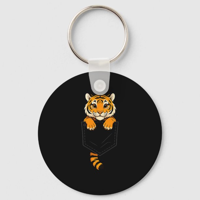 Chaveiro Funny Tiger Peeking In Cket Animal Lover Men Women (Frente)